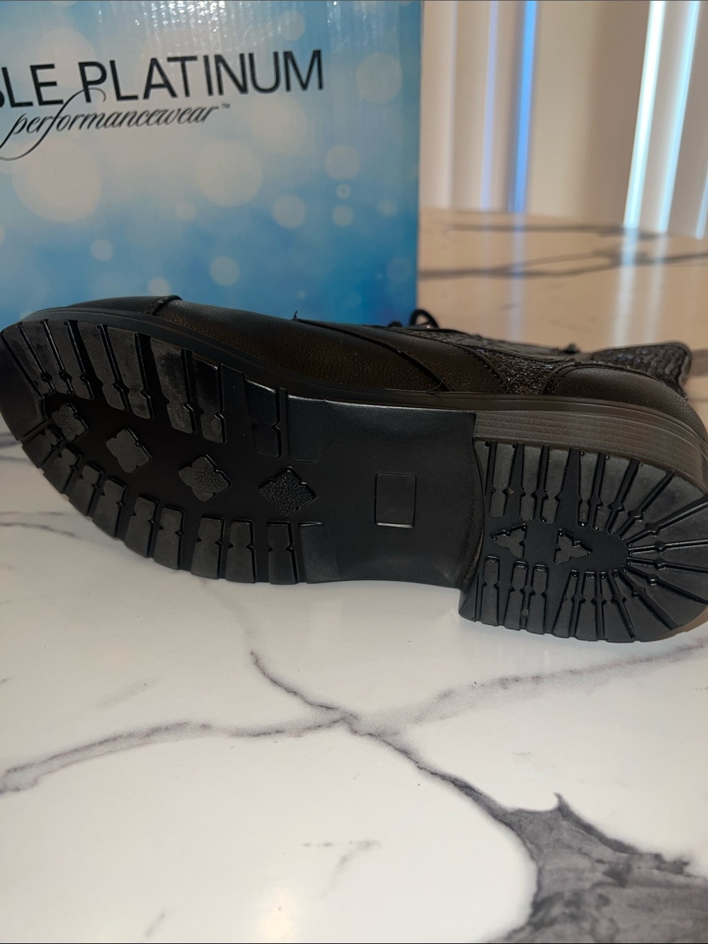 Double Platinum Performancewear Black Lace-Up Boots with Sparkle Side Panels - Picture 9 of 10
